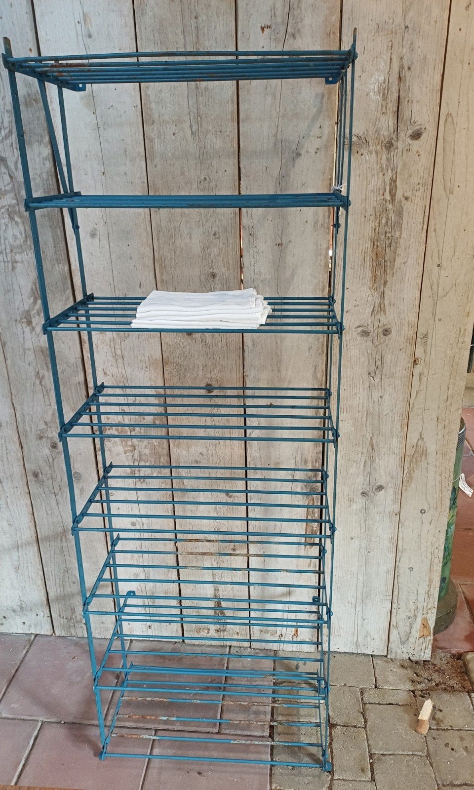 Oud wijnrek, etagere, vintage rek, blauw rek, stoer rek, Ophalen