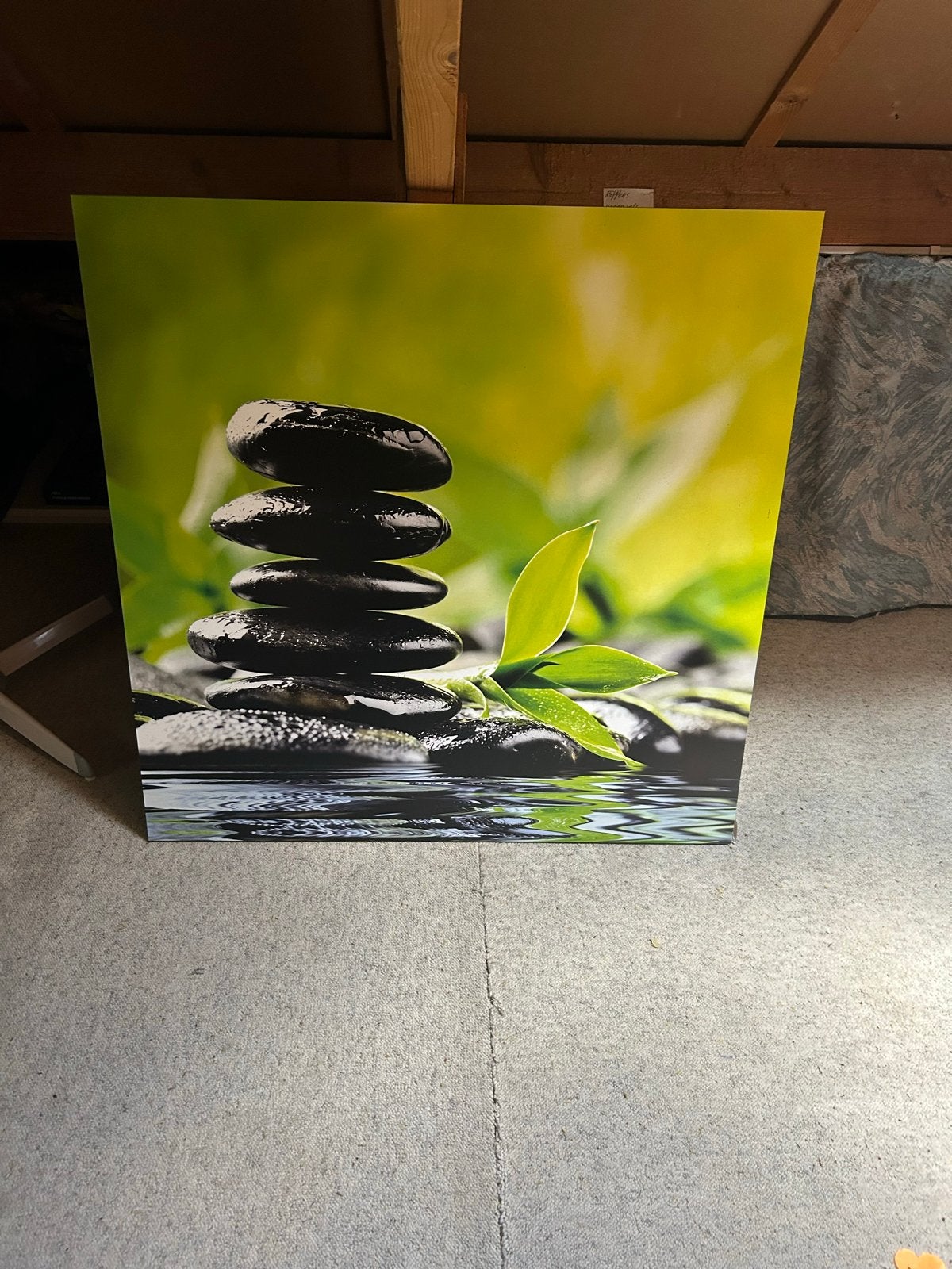 Canvas Schilderij Zen Stenen en Bamboe, Ophalen of Verzenden, Zo goed als nieuw, Schilderij