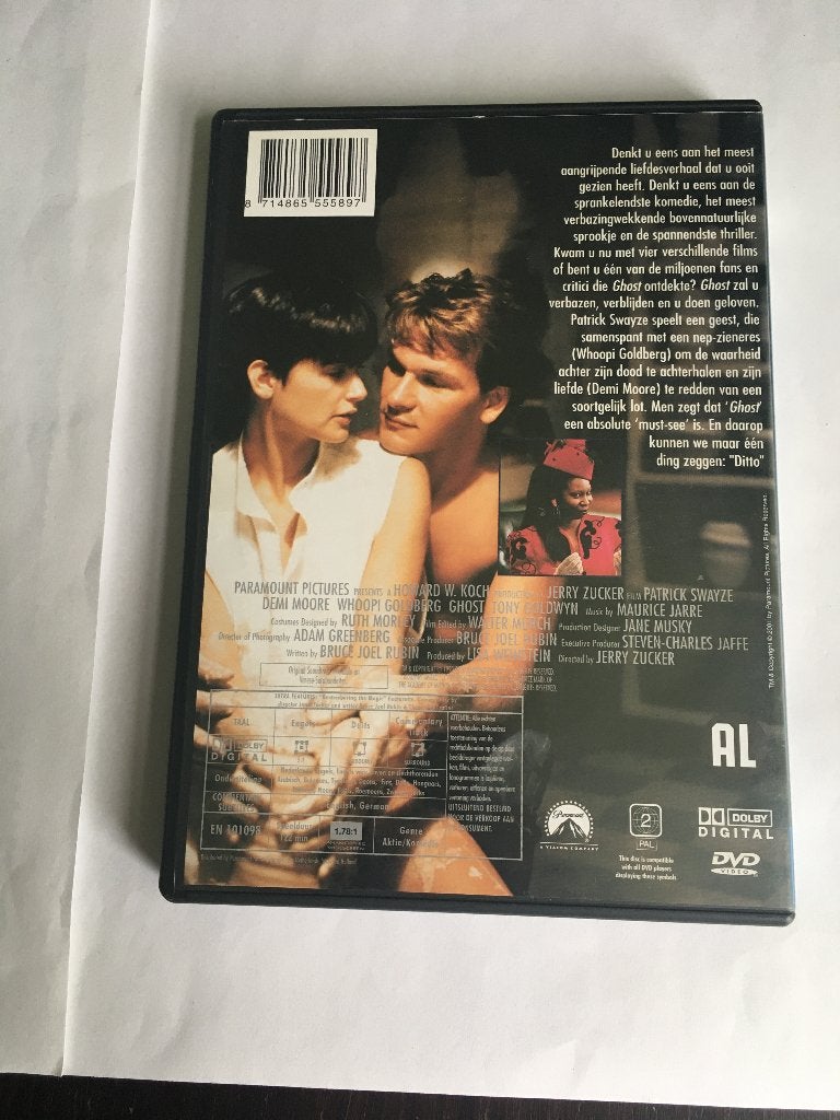 ghost dvd patrick swayze demi moore whoopi goldberg 1990, Alle leeftijden, Ophalen of Verzenden, Zo goed als nieuw