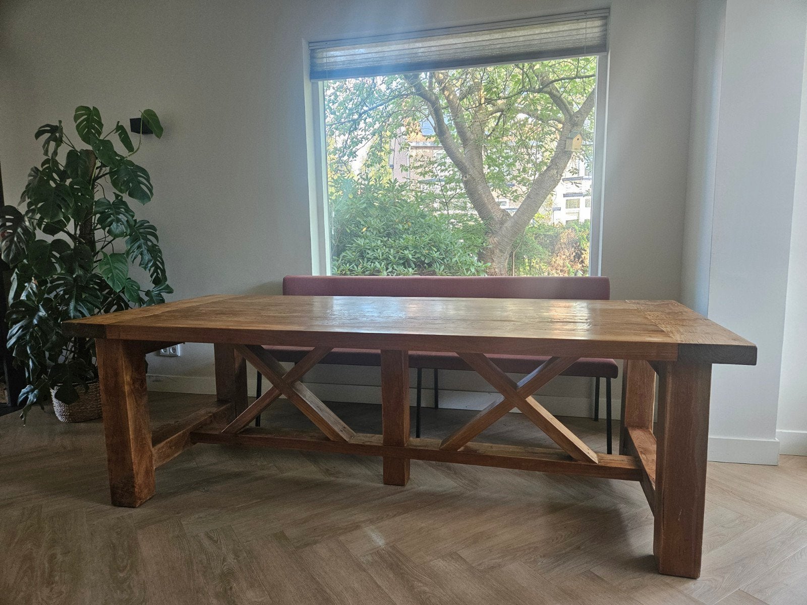 **Robuuste teakhouten eettafel 240  100 cm – Teak & Wood**, Huis en Inrichting, Ophalen, 100 tot 150 cm, Teakhout, 200 cm of meer