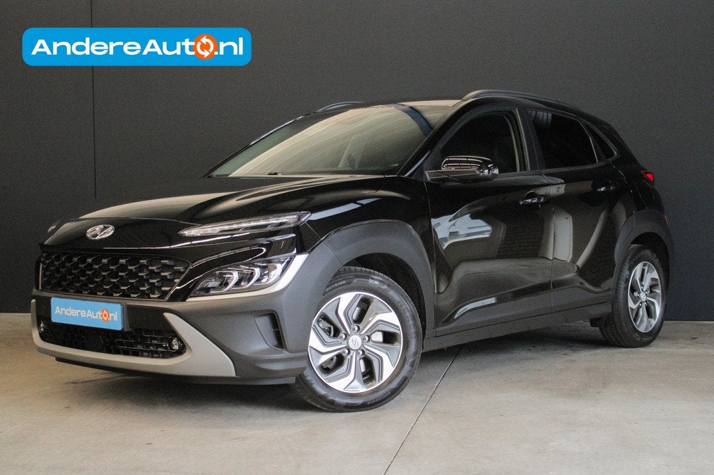 Hyundai KONA 1.6 GDI HEV Premium |recent onderhouden|stuur/s, Auto's, Hyundai, Gebruikt, Zwart, Leder, Bedrijf