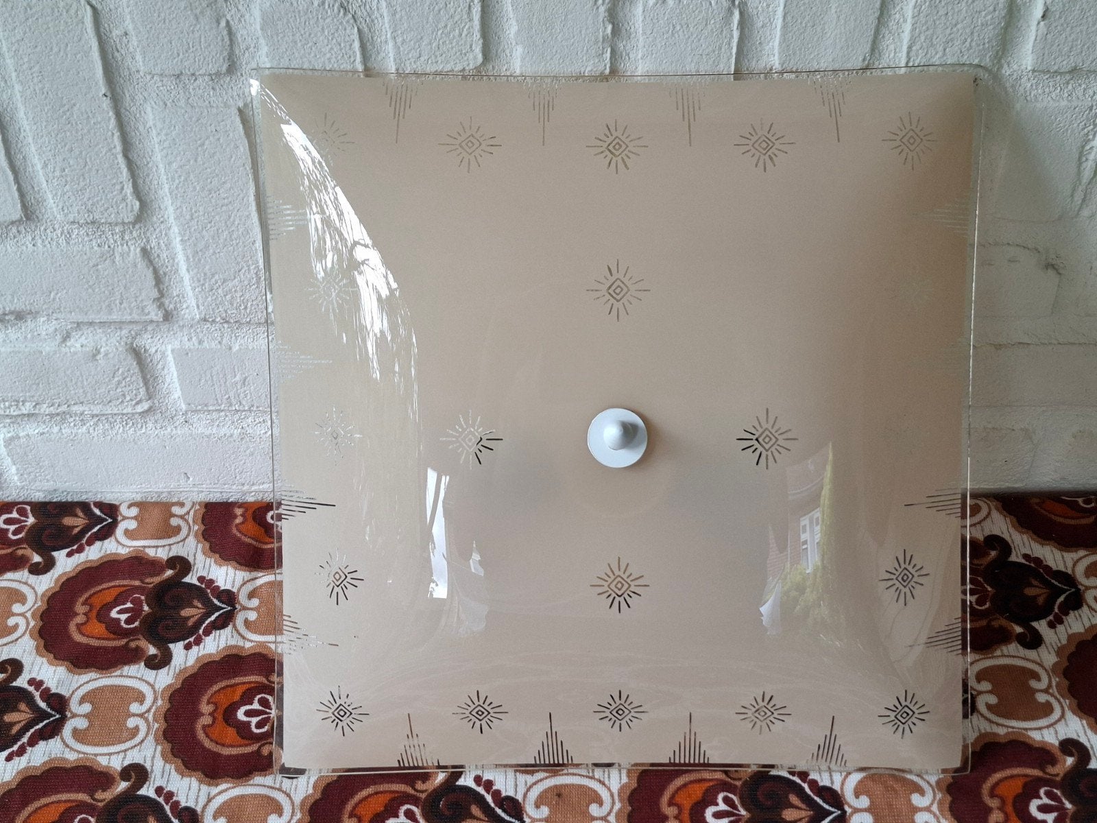 Vintage retro plafonniere plafondlamp wandlamp glas jaren 60, Ophalen of Verzenden, Zo goed als nieuw, Glas, Vintage retro jaren 60 Design Mid Century glas.