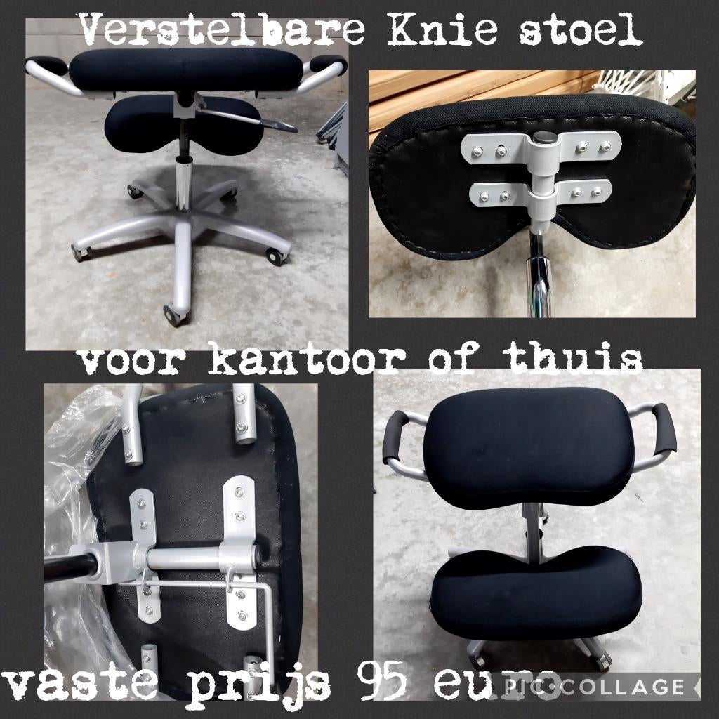 Kniestoel, Ophalen, Zwart, Zo goed als nieuw, Bureaukruk
