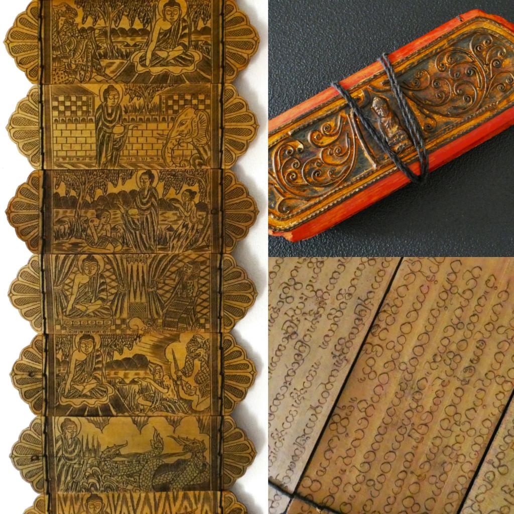 Parabaik Het verhaal van Boeddha gebedenboek boek filigrain, Antiek en Kunst, Ophalen of Verzenden