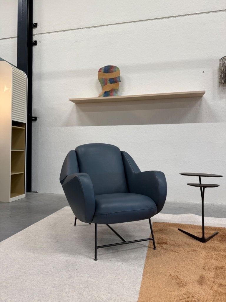 Nieuw Leolux Anton fauteuil Raffino blauw leer Stoel, Huis en Inrichting, Leolux, Info@leolux.nl, Nieuw, Ophalen of Verzenden