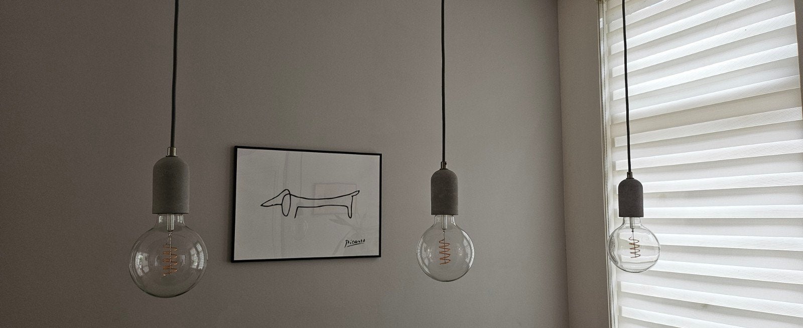 3 lampen betonlook/ grijs boven eettafel, Ophalen