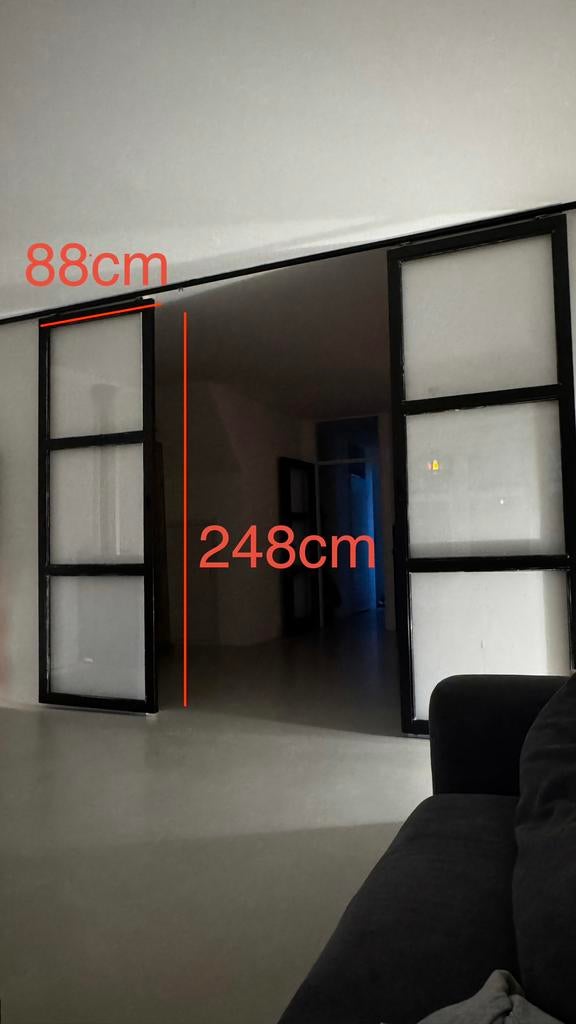 Set van 2 hardhouten kamer en suite schuifdeuren, Ophalen, Gebruikt, 80 tot 100 cm, 215 cm of meer