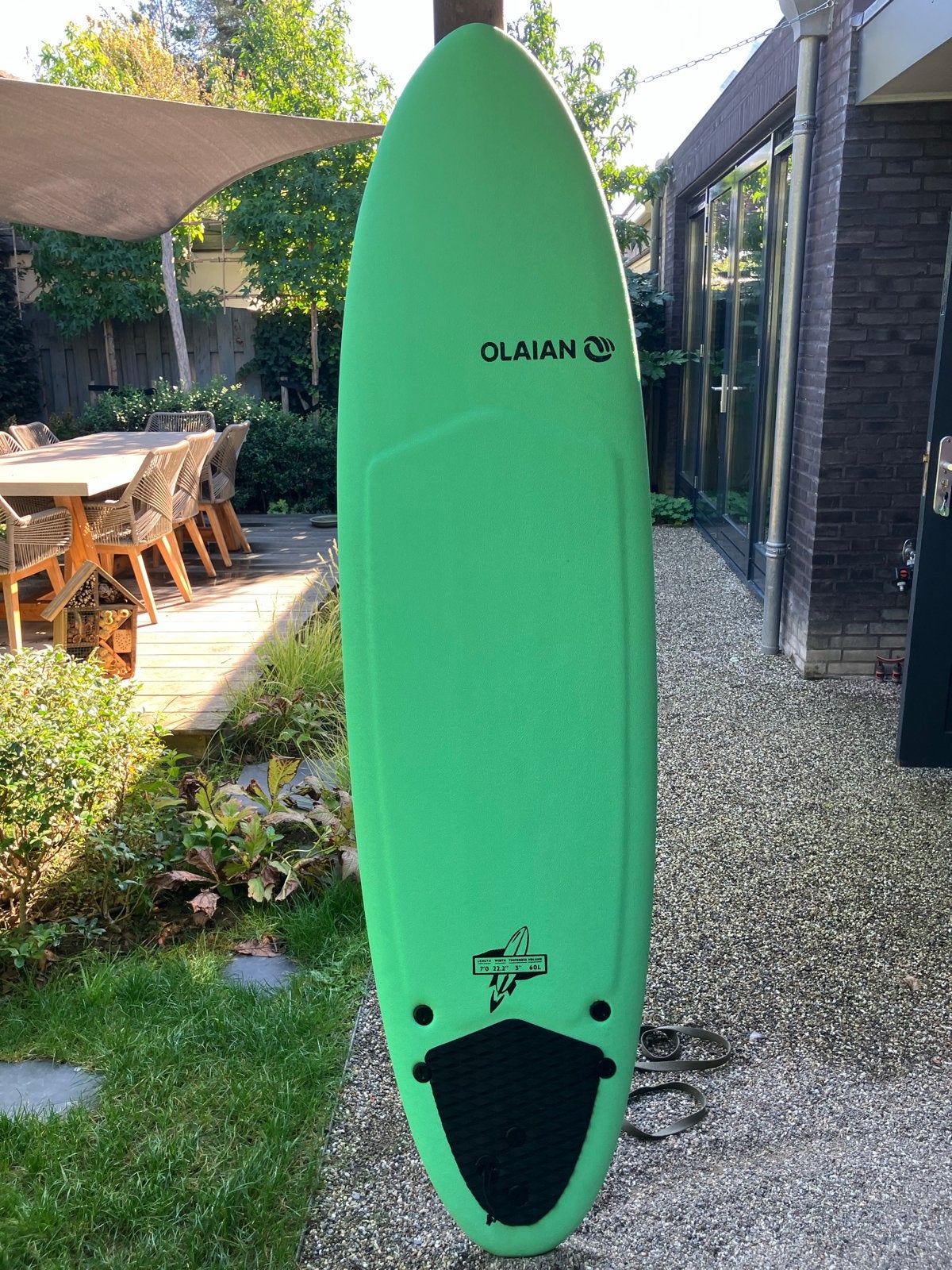 Olaian Surfplank 7'0" met vinnen en tas, Ophalen of Verzenden, Zo goed als nieuw, Funboard, Met vinnen