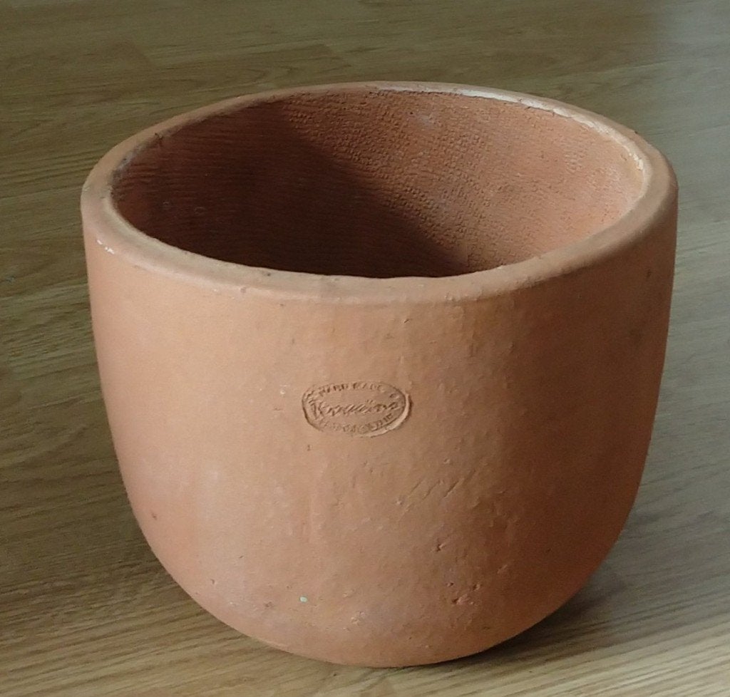 sier bloempot handmade aardewerk, volgnr 15, Tuin en Terras, Bloempotten, Rond, Ophalen of Verzenden, Zo goed als nieuw, Balkon