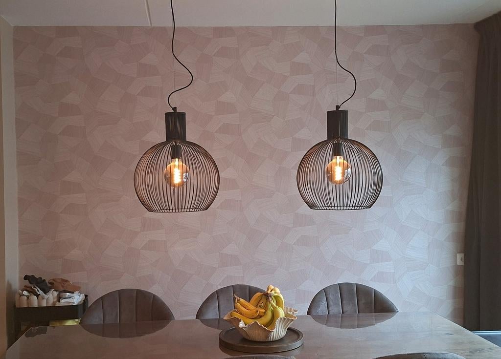 2 zwart metalen hanglampen, Ophalen, Minder dan 50 cm