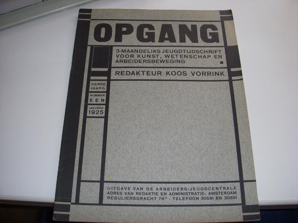 Jeugdtijdschrift OPGANG januari 1925, ontwerp Fré Cohen, Boeken, Gelezen, Ophalen of Verzenden, A.J.C Jeugdbeweging SDAP, Fre Cohen.