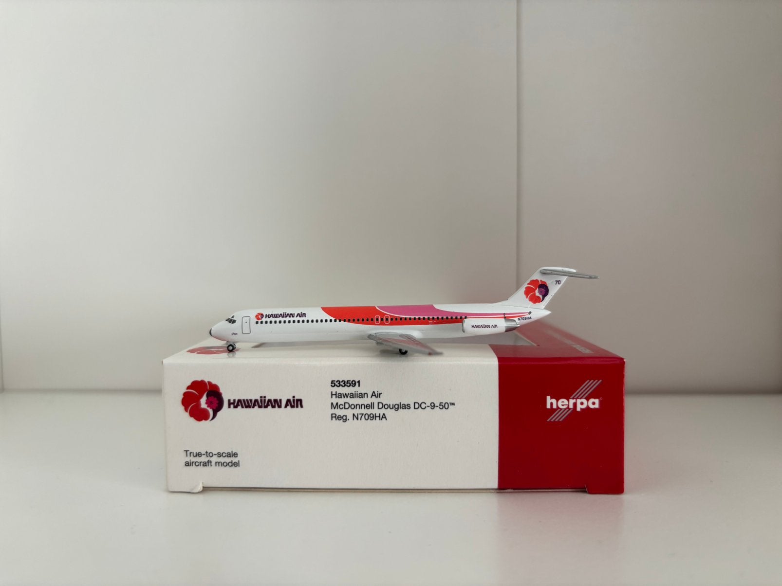 Herpa 533591 Hawaiian Air McDonnell Douglas DC-9-50 1:500, Ophalen of Verzenden, Zo goed als nieuw, Schaalmodel