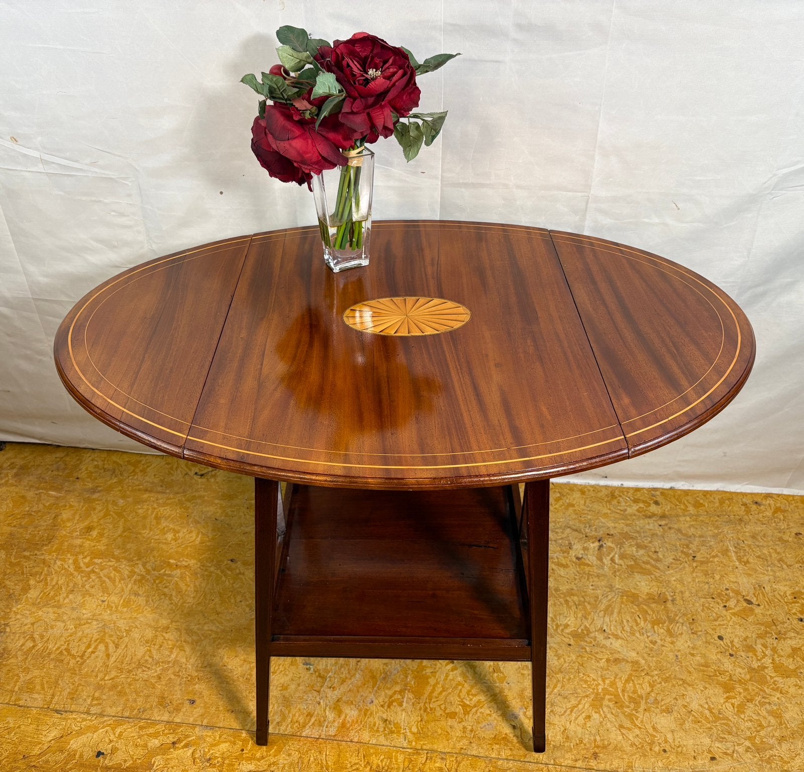 Gratis bezorging! Antieke ovale bijzettafel mahoniehout 1900, Gebruikt, -, -, Antiek vintage shabby chic engels landhuis 1900 bijzettafel