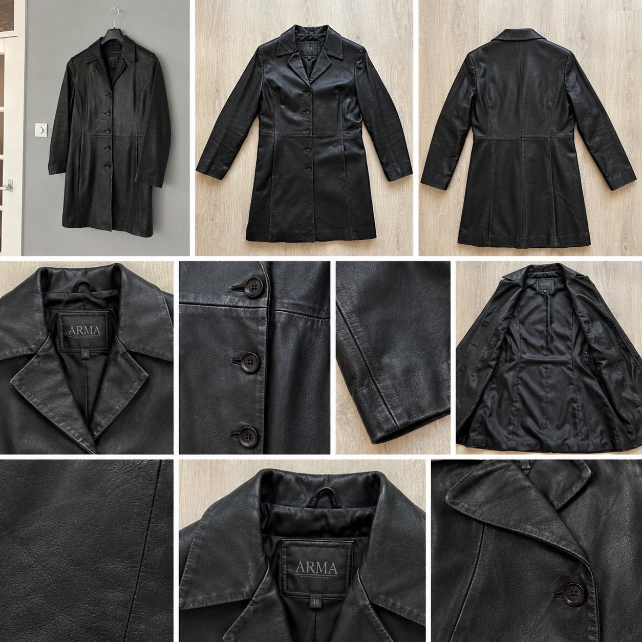 ARMA dames leren jas / leren mantel zwart – maat 38 dames, Maat 38/40 (M), Zwart, Arma, Ophalen of Verzenden