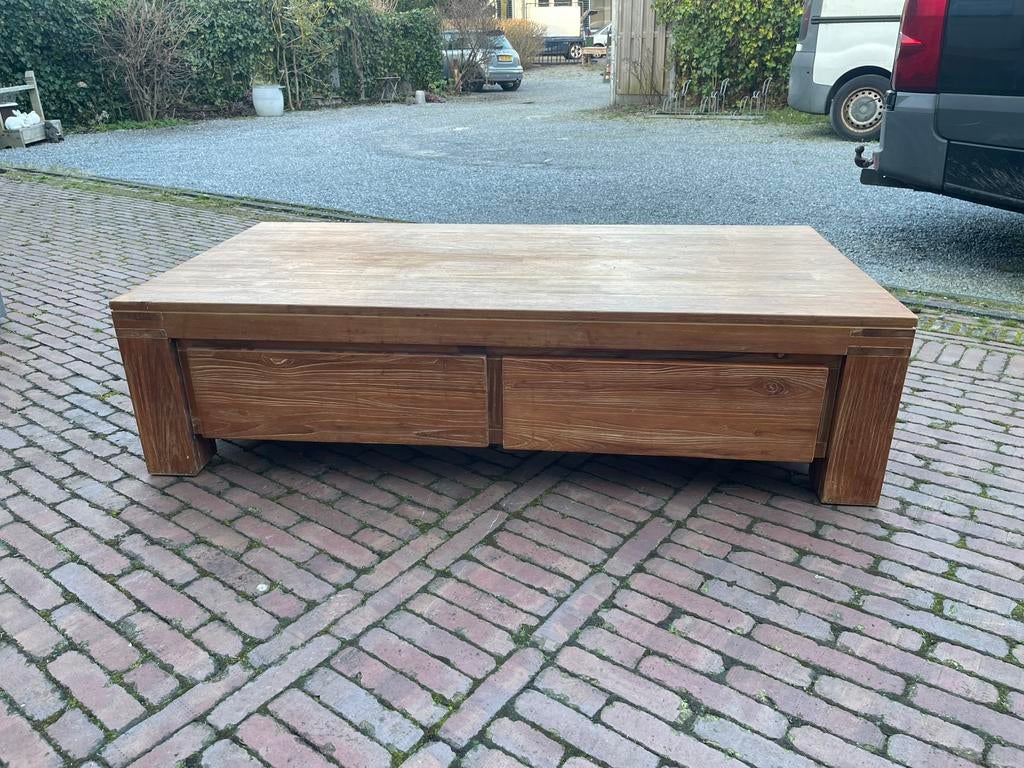 Teakhouten salontafel +hoektafel.   Samen voor € 125,-, Ophalen, 100 tot 150 cm, 50 tot 100 cm, Zo goed als nieuw