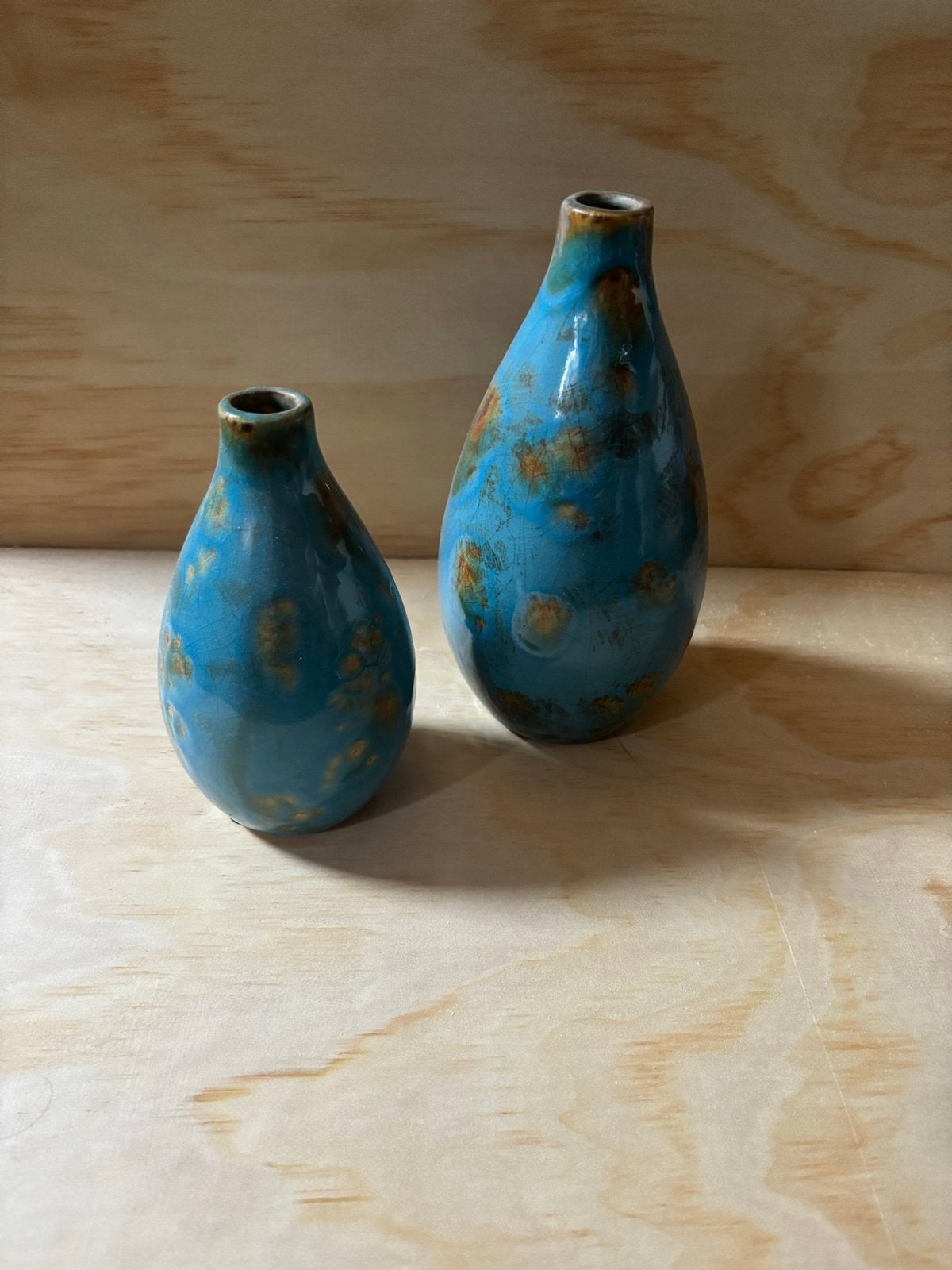 Set van 2 blauw-bruine keramische vazen, Ophalen