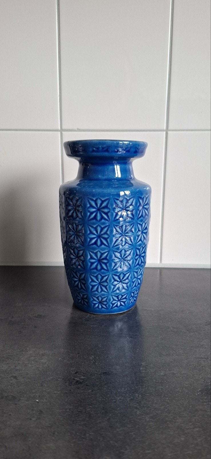 West Germany vaas, Blauw, Ophalen of Verzenden, Zo goed als nieuw, Steen/keramiek