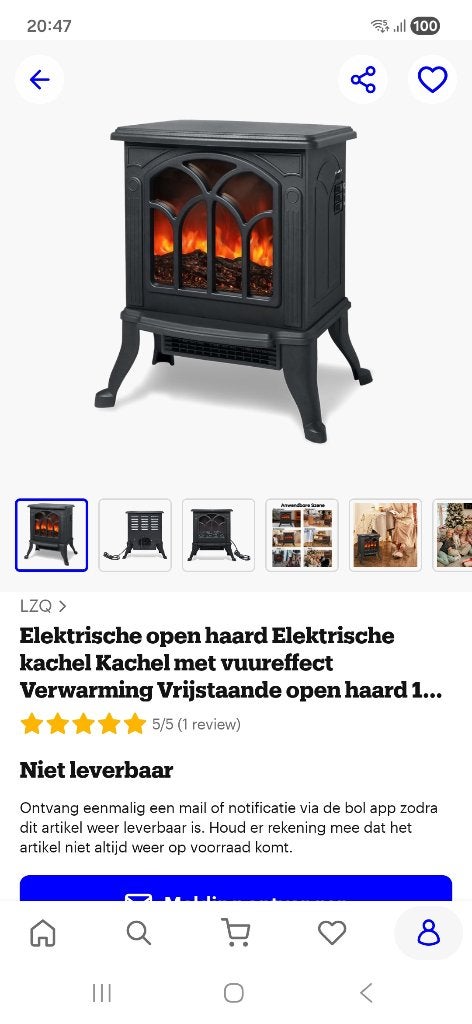 Open haard/kachel elektrisch, Ophalen, Zo goed als nieuw, Vrijstaande haard, Elektrische haard