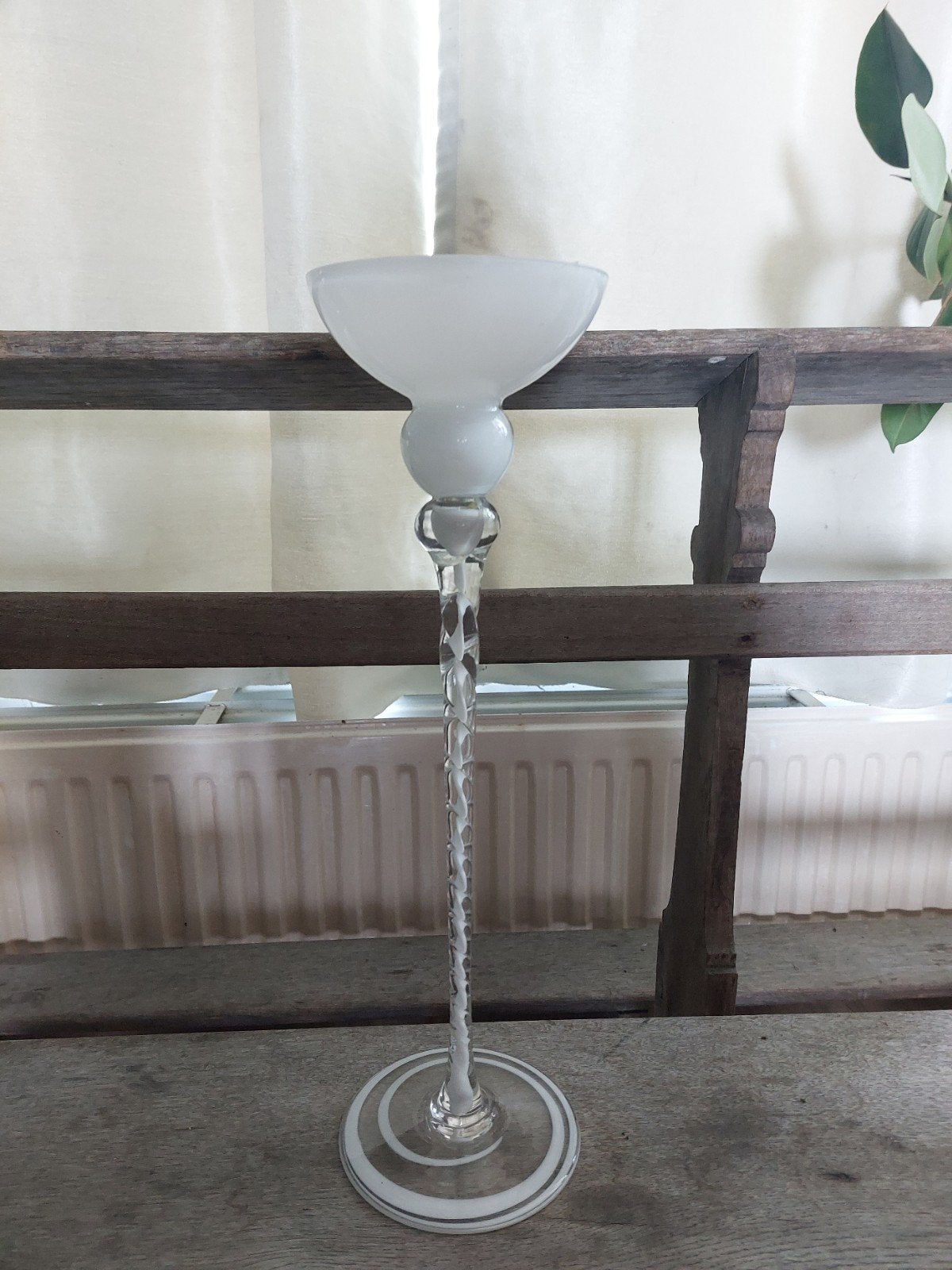 Krosno Józefina kandelaar 41cm wit opaline glas Polen, Ophalen, Wit, Overige materialen