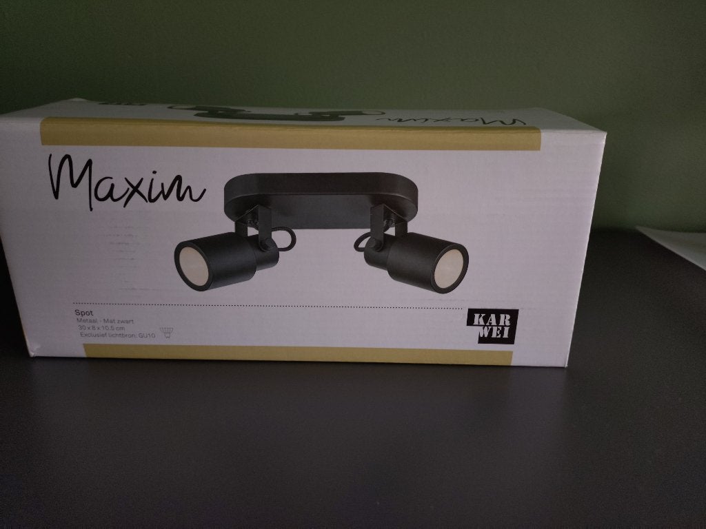 spot Maxim mat zwart 2-lichts, Huis en Inrichting, Ophalen of Verzenden, Nieuw, Plafondspot of Wandspot