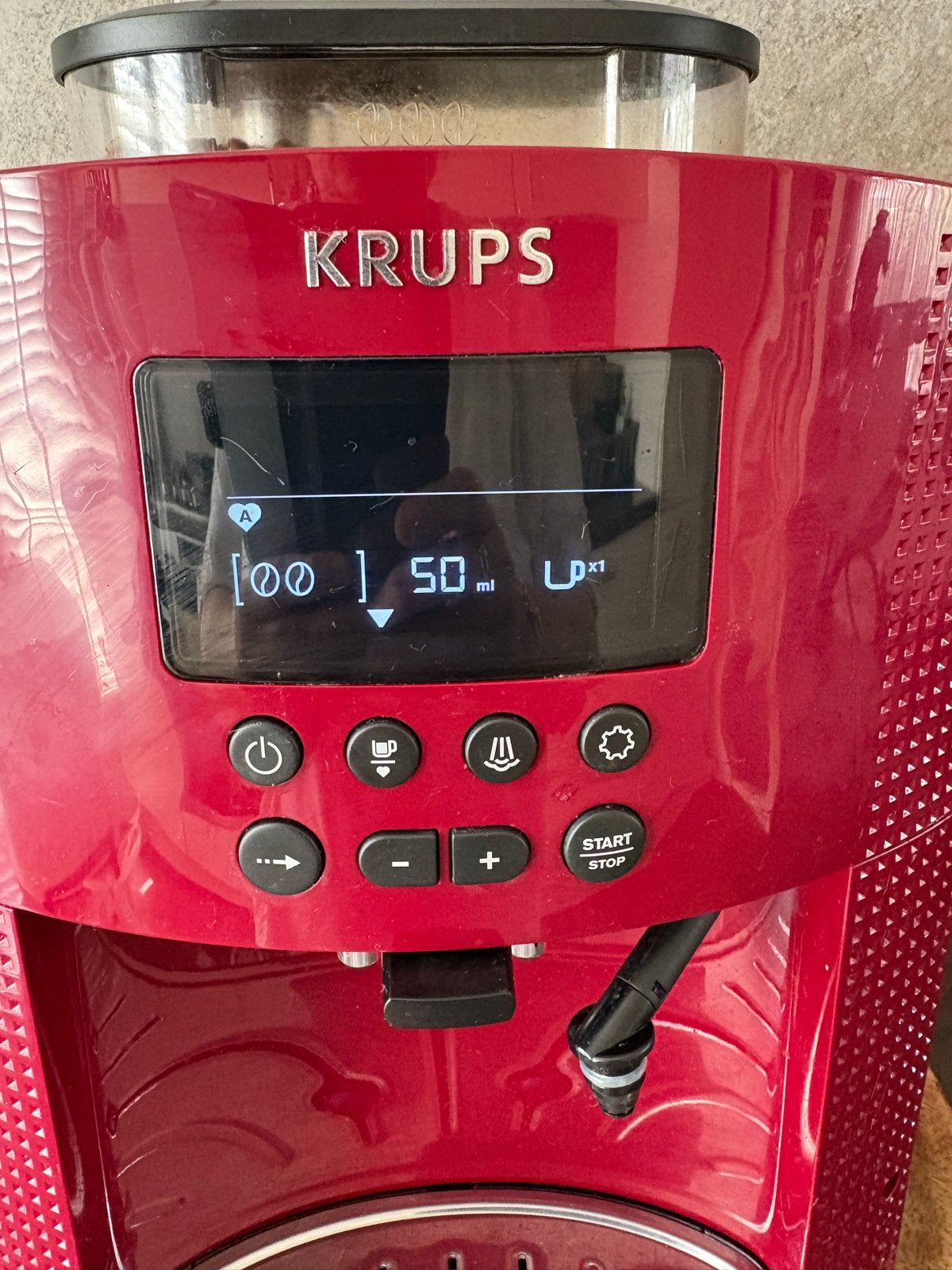Krups volautomatische espressomachine - Rood, Ophalen, Gebruikt, Espresso apparaat, Koffiebonen