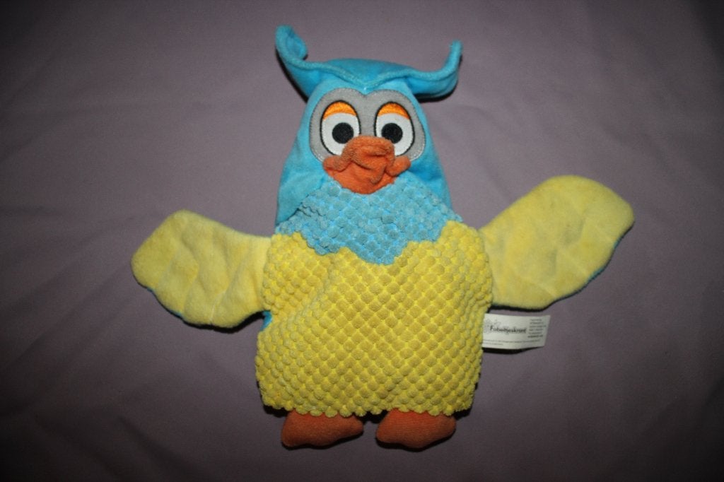 Meneer de uil - Fabeltjeskrant - Handpop 23cm, Kinderen en Baby's, Speelgoed | Knuffels en Pluche, Gebruikt, Overige typen, Blauw