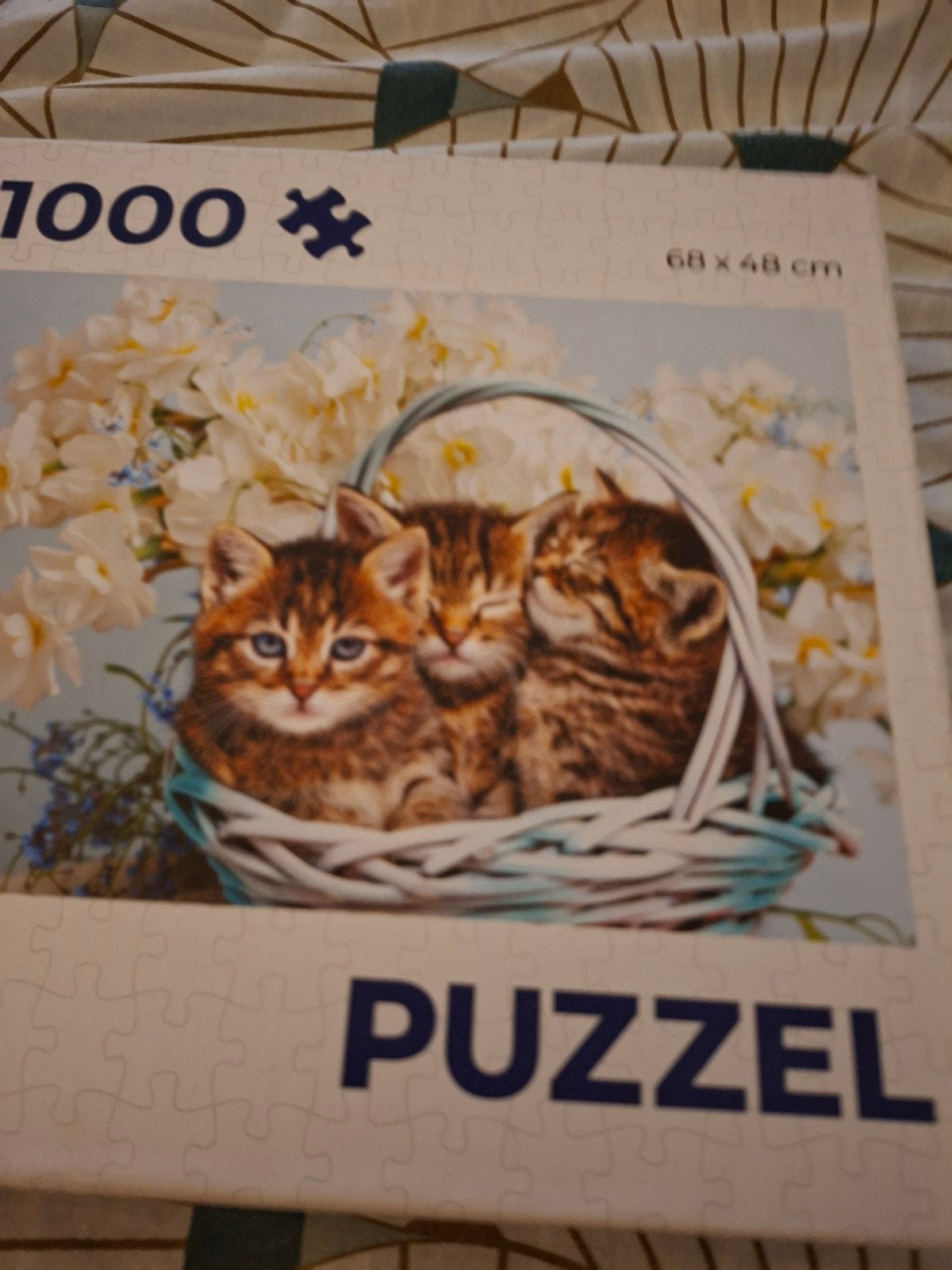 Leuke legpuzzel met 1000 stukjes - Kittens in mandje, Ophalen, 500 t/m 1500 stukjes, Nieuw, Legpuzzel