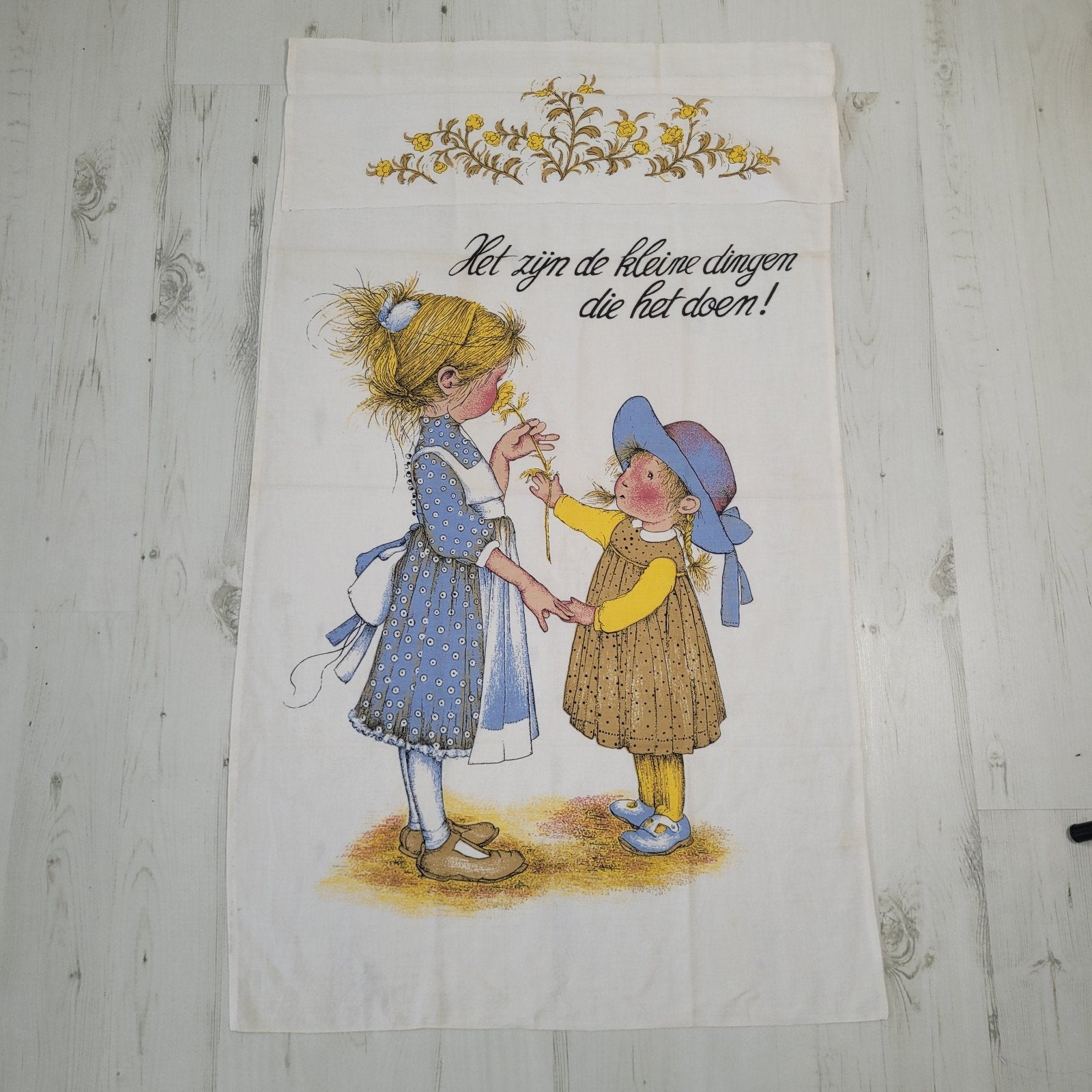 Vintage Sarah Key Hollie Hobbie gordijntje keukenrek doek, Katoen, Overige kleuren, Ophalen of Verzenden, Zo goed als nieuw