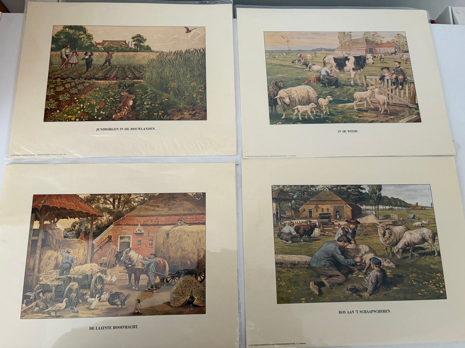 Cantenaar: Het volle leven - 4 prenten van J. Jetses, Antiek en Kunst, Dagelijks leven, Overige technieken, Ophalen of Verzenden