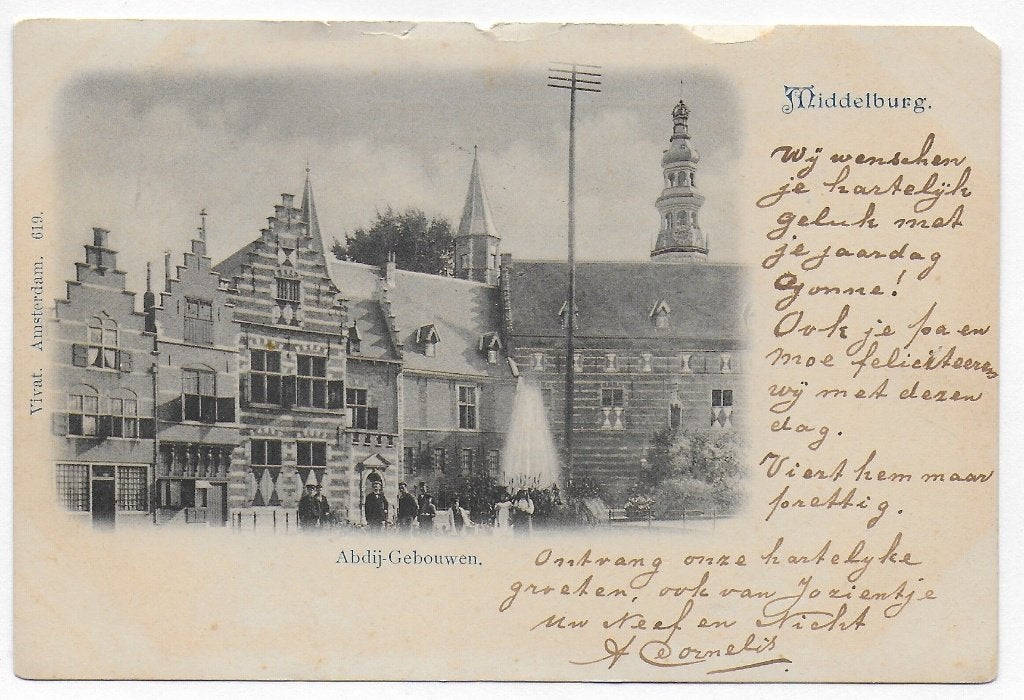 Middelburg Abdij Gebouwen Ansichtkaart Uit 1912 ( B4130 ), Verzamelen, Ophalen of Verzenden, Voor 1920, Gelopen, Zeeland