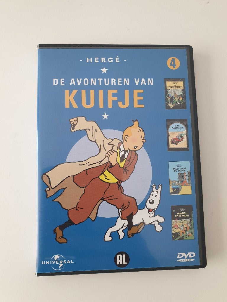 Kuifje - DVD met 4 volledige stripverhalen, Alle leeftijden, Ophalen of Verzenden, Zo goed als nieuw, Europees