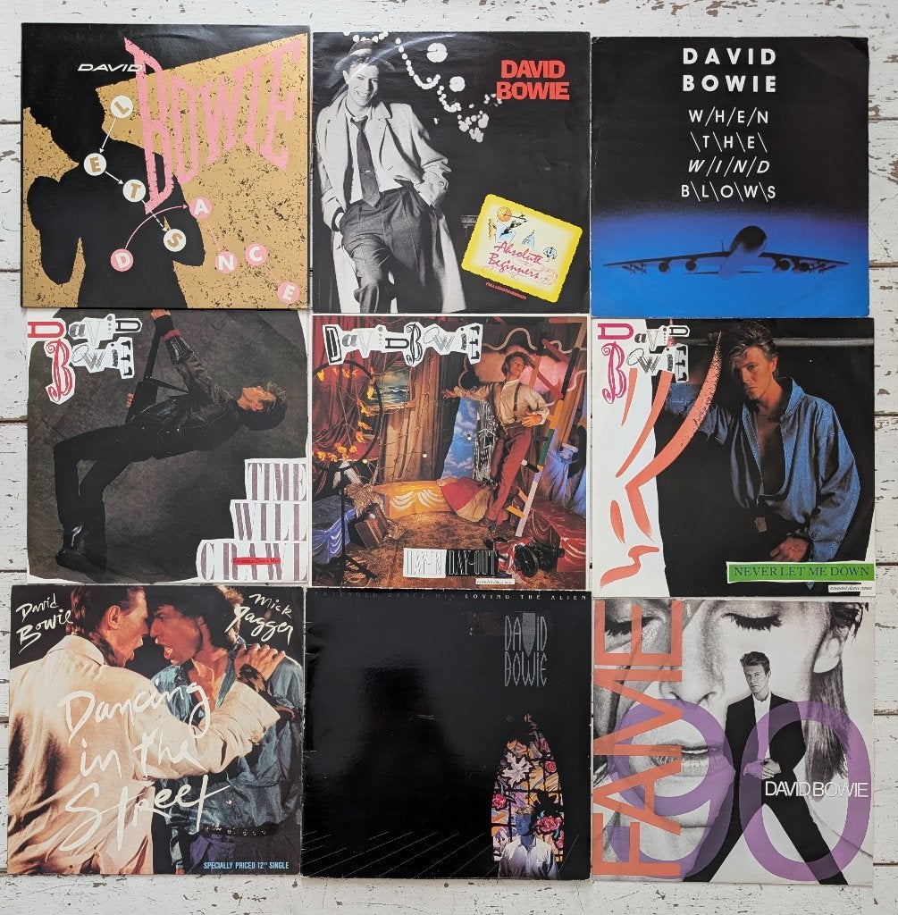 9 x DAVID BOWIE 12" Maxi - Partij, Gebruikt, Verzenden, Originele persing, 1980 - 1989