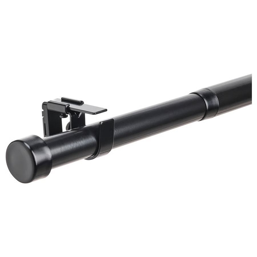 IKEA BEKRÄFTA Gordijnroedeset zwart 120-210 cm 28 mm, Ophalen, Inclusief montageonderdelen, Zwart, Metaal