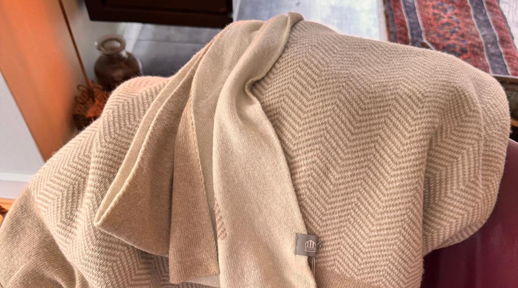 GANT plaid 320x230 beige oa lamswol/angora/viscose  NIEUW, Verzenden, Nieuw
