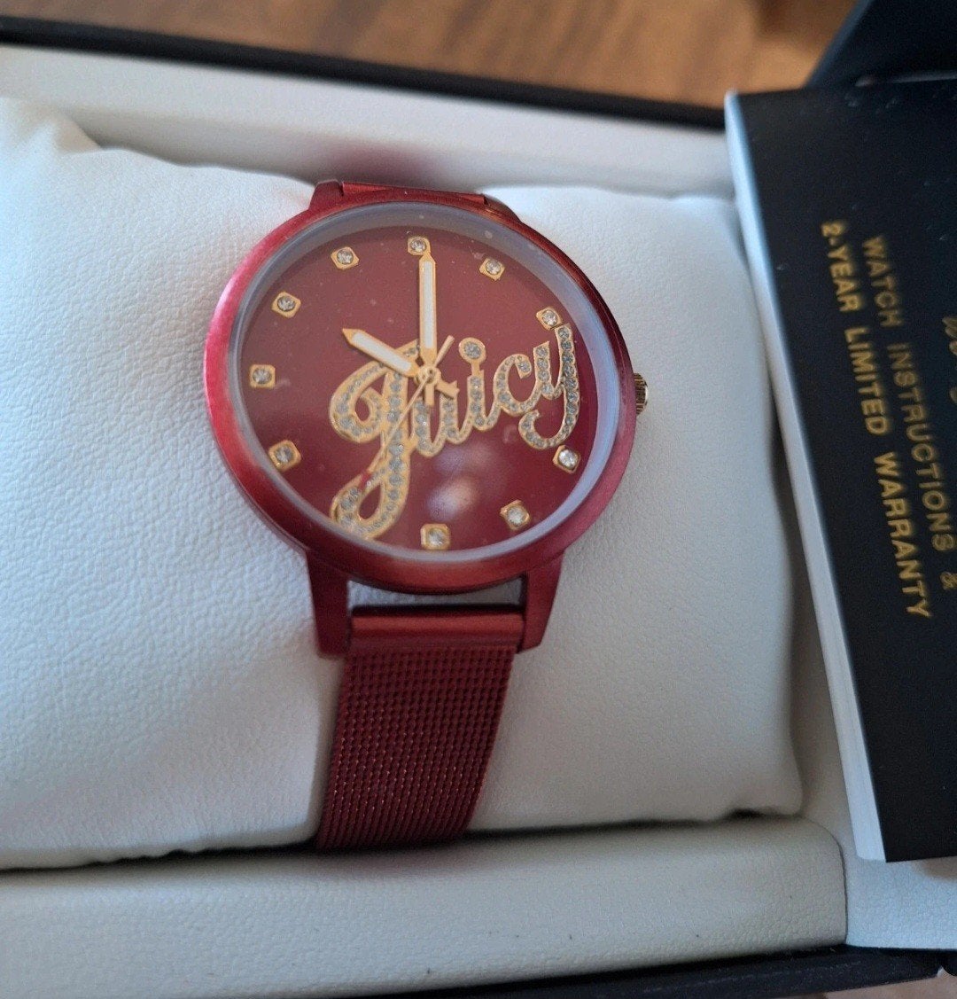 Juicy Couture Horloge Rood met Strass, Ophalen of Verzenden, Zo goed als nieuw, Overige merken, Met strass