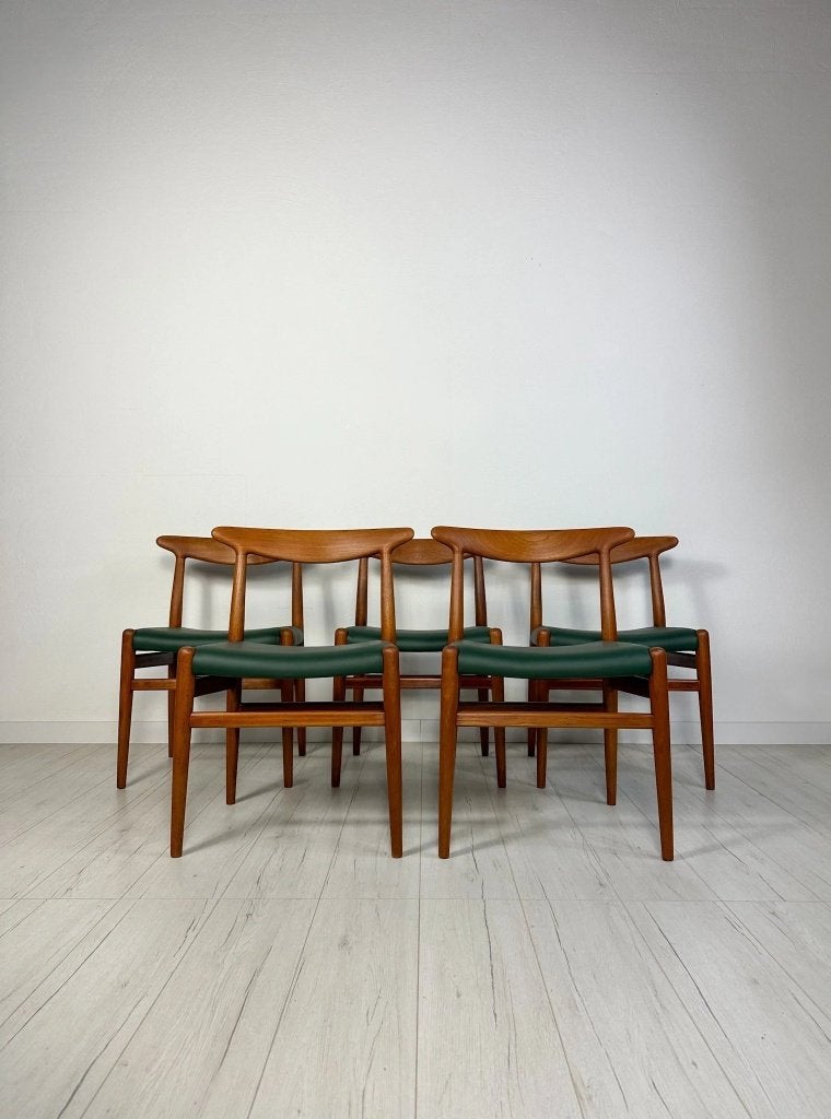 5x Hans Wegner W2 teak eetkamerstoelen CM Madsen jaren 50