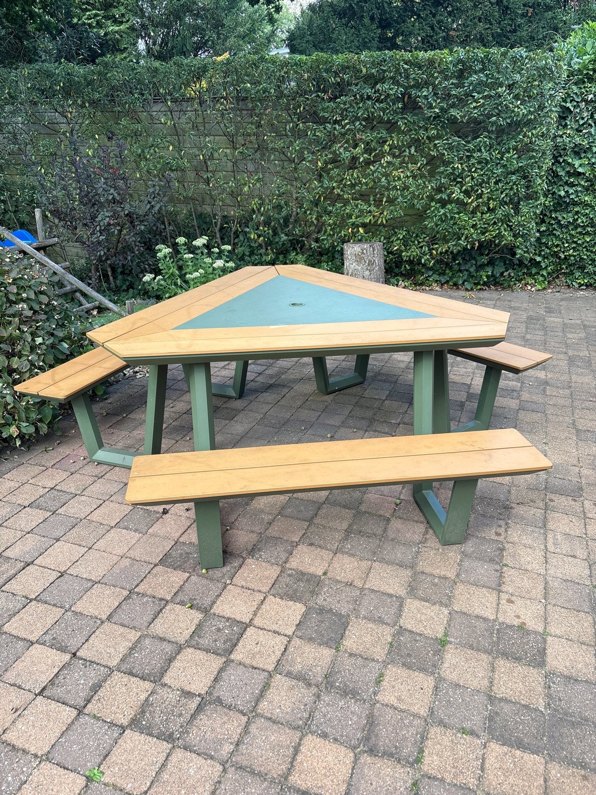 Lanterfant Jip picknicktafel driehoek groen, Ophalen, Gebruikt, Aluminium