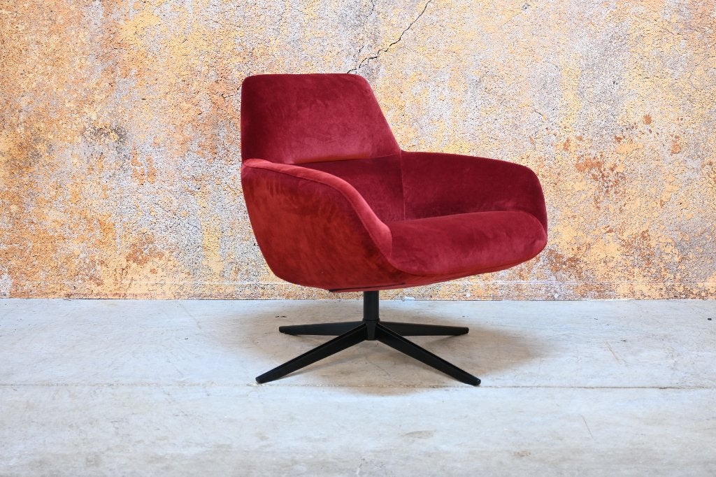 ZGANieuw fraaie rode stoffen Topform design draaifauteuil, 75 tot 100 cm, Ophalen of Verzenden, Zo goed als nieuw, Topform