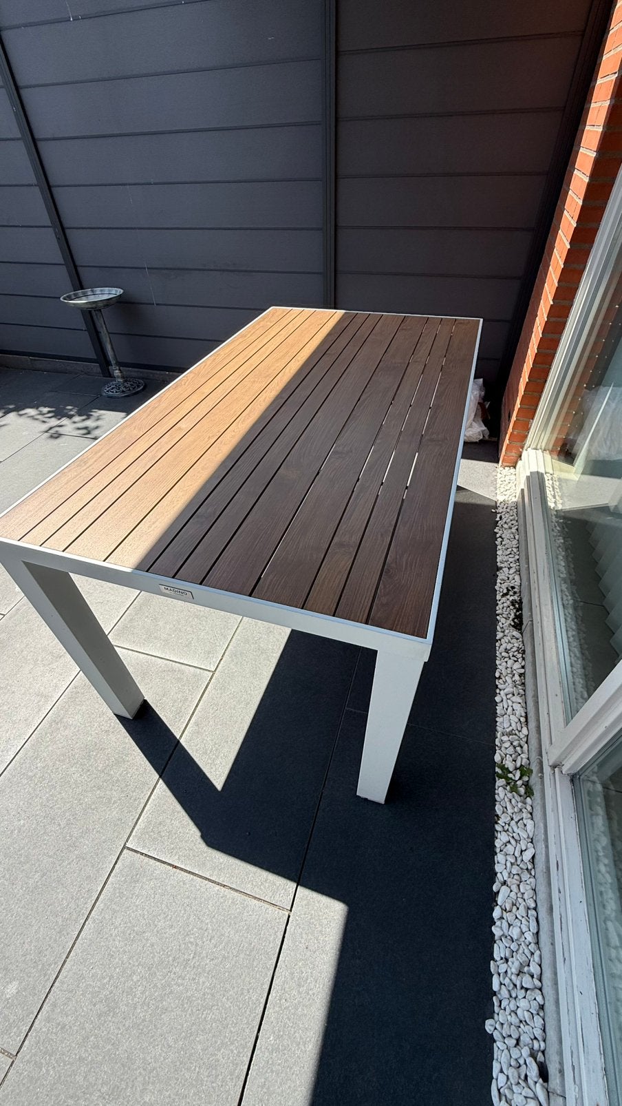 Madino polywood tuintafel, Ophalen, Zo goed als nieuw, Rechthoekig, Aluminium