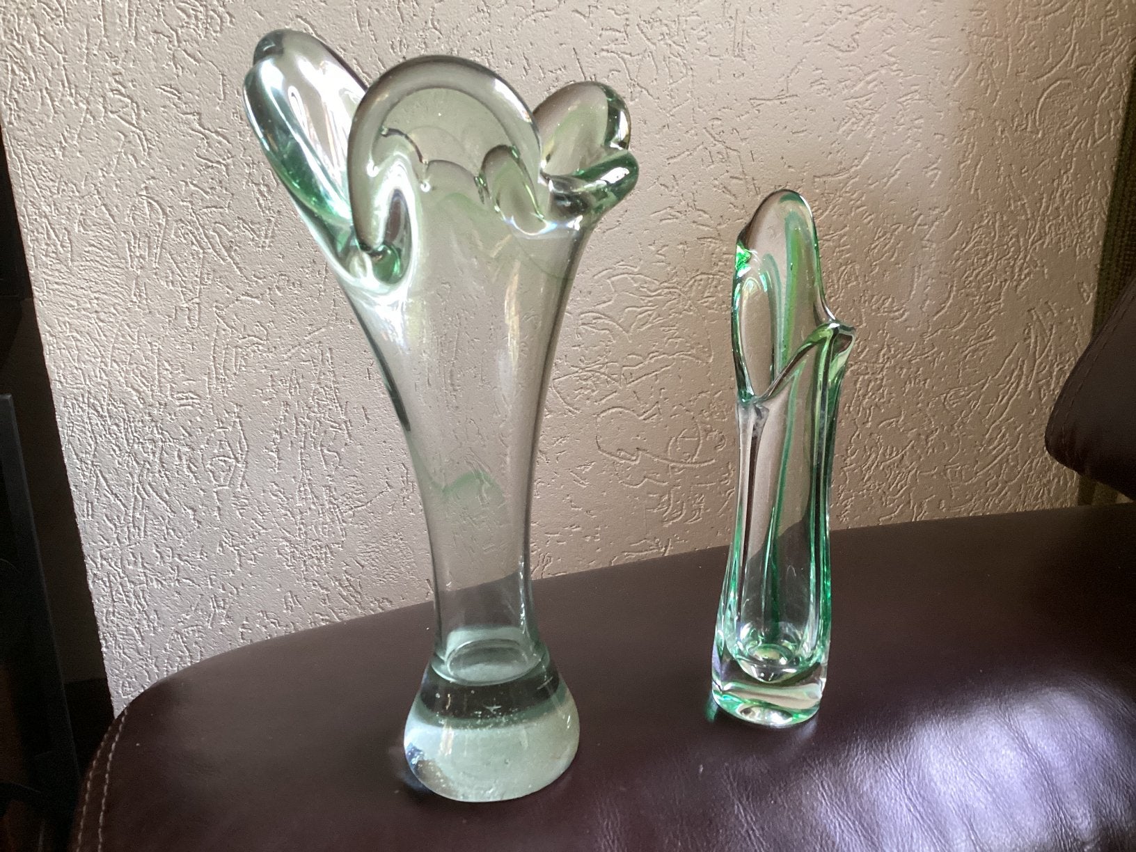 2 Muranolook glazen vaasjes, Antiek en Kunst, Antiek | Glas en Kristal, Ophalen of Verzenden