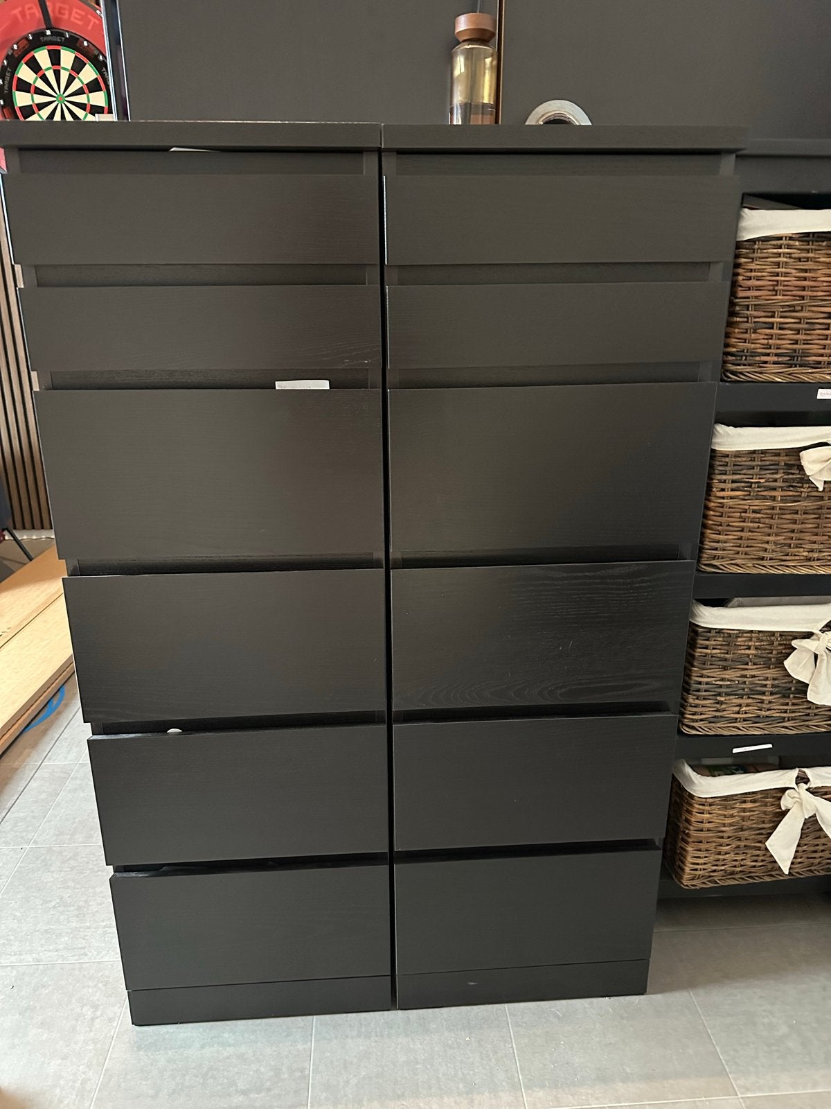 2x IKEA Malm ladekast met 6 lades en spiegelglas, zwartbruin, Ophalen, Minder dan 50 cm, 5 laden of meer, 100 tot 150 cm
