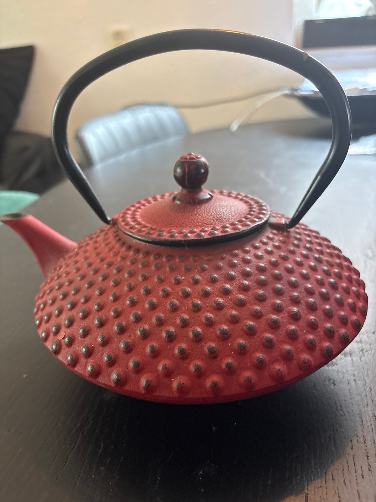 Rode gietijzeren theepot met zeef - Biedermeier stijl, Ophalen of Verzenden