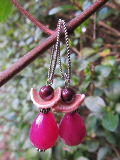Oorbellen Angelica jade-parelmoer-swarovski parel zilver, Ophalen, Nieuw