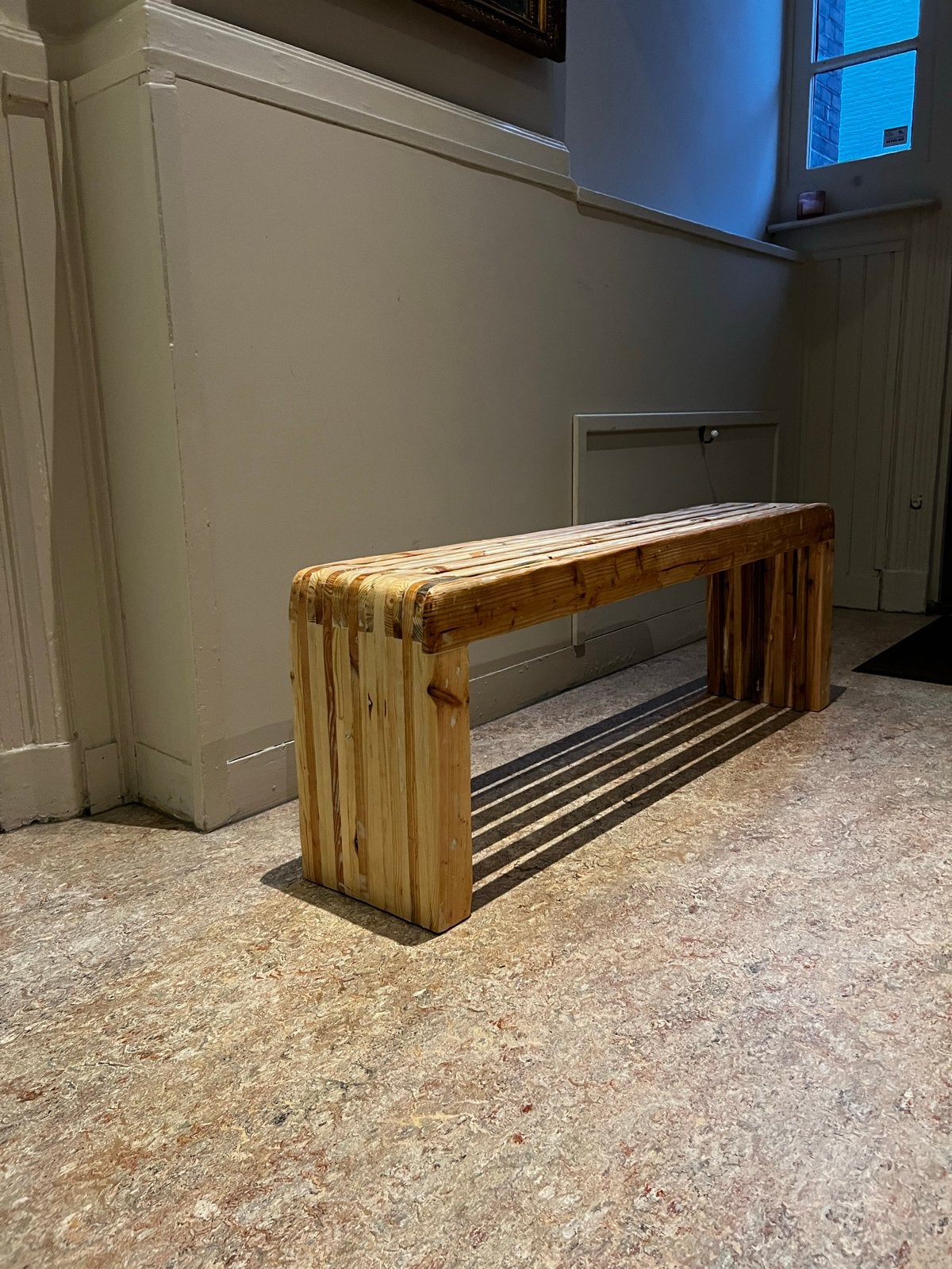 Lichte palletbank op maat, halbank of eettafelbank, Ophalen of Verzenden, Rechthoekig, 50 tot 75 cm, Hout