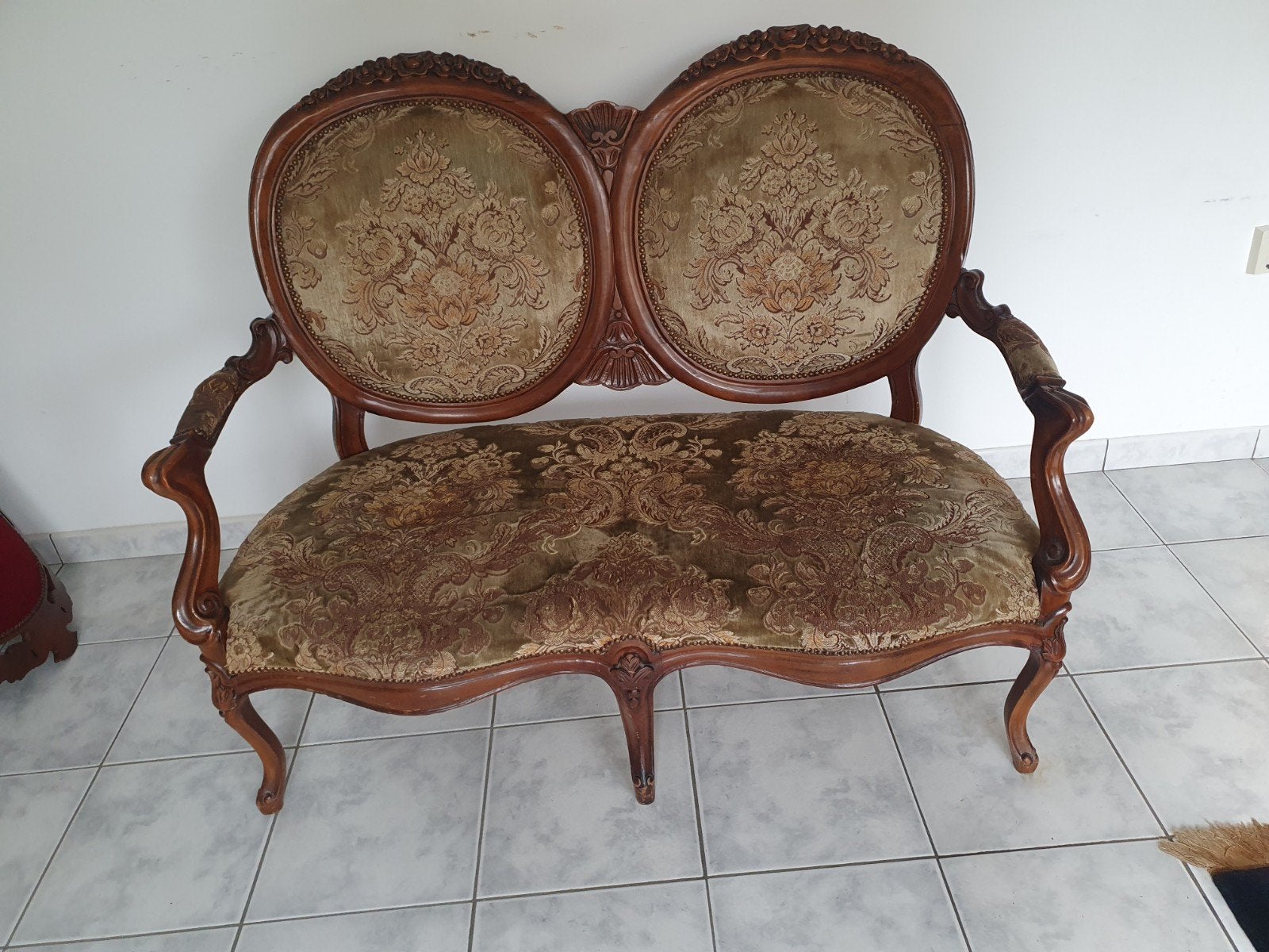 Antieke Bank met 2 Stoelen - Barok Stijl, Antiek en Kunst, Ophalen of Verzenden