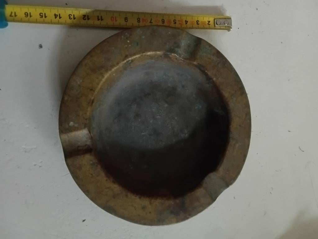 Antieke zware koperen tafel asbak, Antiek en Kunst, Ophalen, Koper