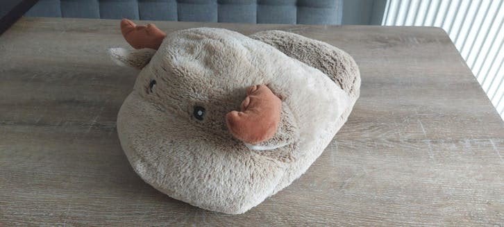 warme voetenzak voetenslof slof knuffel pantoffel eland, Ophalen of Verzenden, Zo goed als nieuw, Bruin, Overige typen