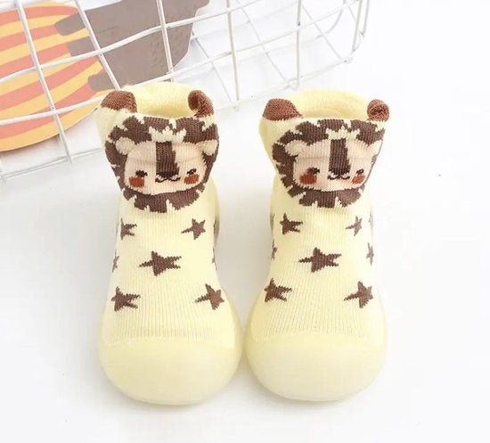 Koopje! Lichtgele antislip babyschoentjes met leeuw, Schoentjes, Jongetje of Meisje, Ilewap, Nieuw