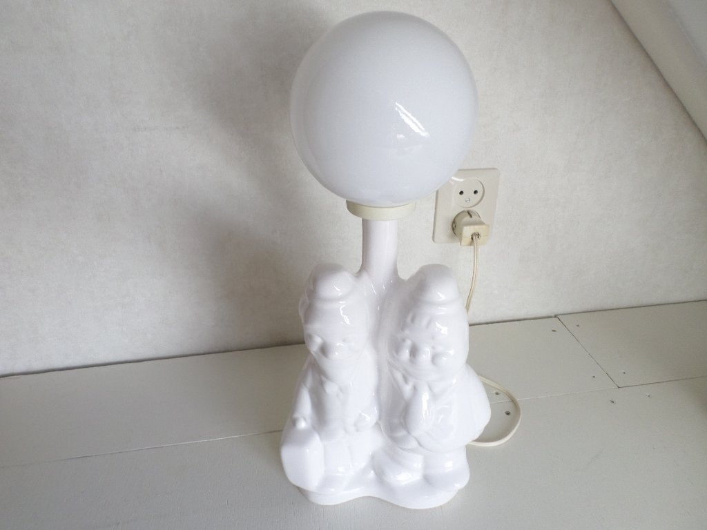 Laurel & Hardy Tafellamp - Keramiek Witte Lantaarn, Art deco, Keramiek, Wit, Ophalen of Verzenden