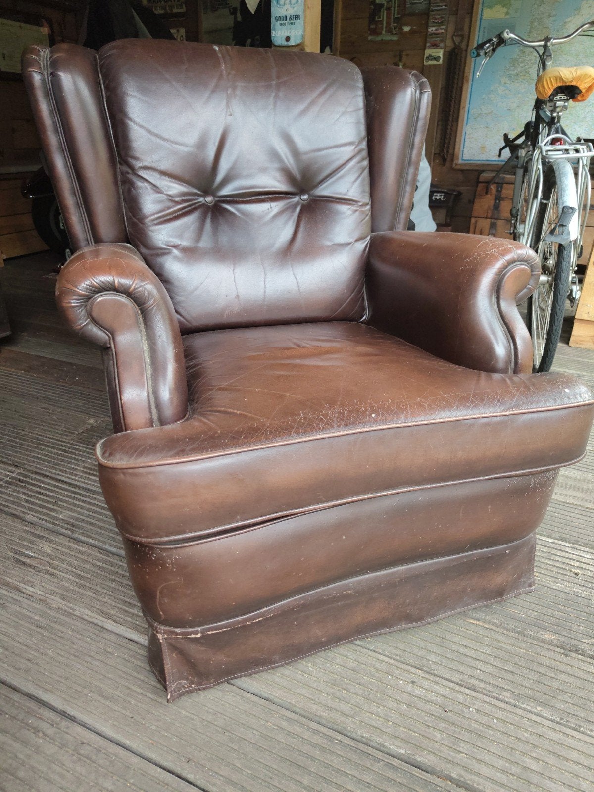 Bruine oorfauteuil, Huis en Inrichting, Fauteuils, Ophalen, 75 tot 100 cm, Minder dan 50 cm